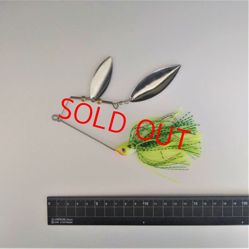 画像2: ヘビーワイヤー スピナーベイト　銀ブレード＆チャート スカート　28g  (2)