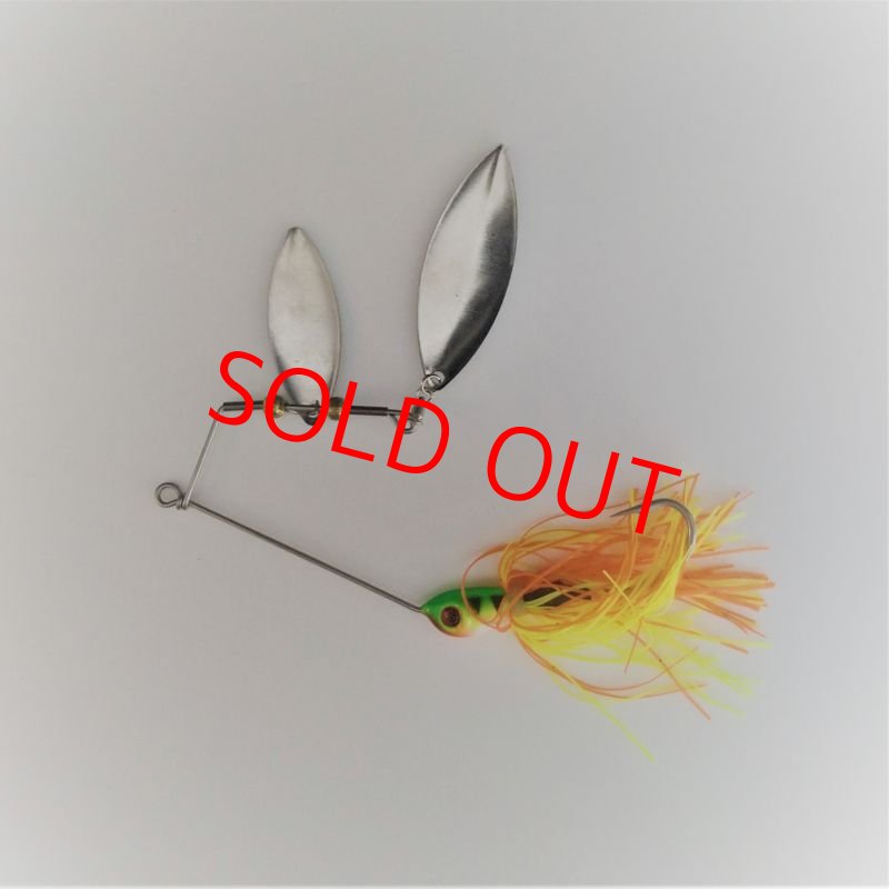 画像1: ヘビーワイヤー スピナーベイト　銀ブレード＆オレンジ・イエロースカート　28g  (1)