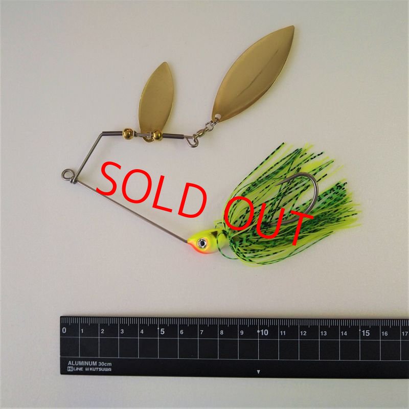 画像2: ヘビーワイヤー スピナーベイト　金ブレード＆チャート スカート　28g  (2)