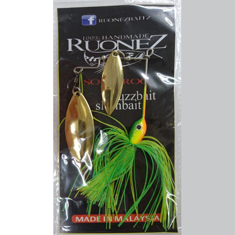 Ruonez スピナーベイト グリーン イエロー 金ブレード フィッシングアイテム通販